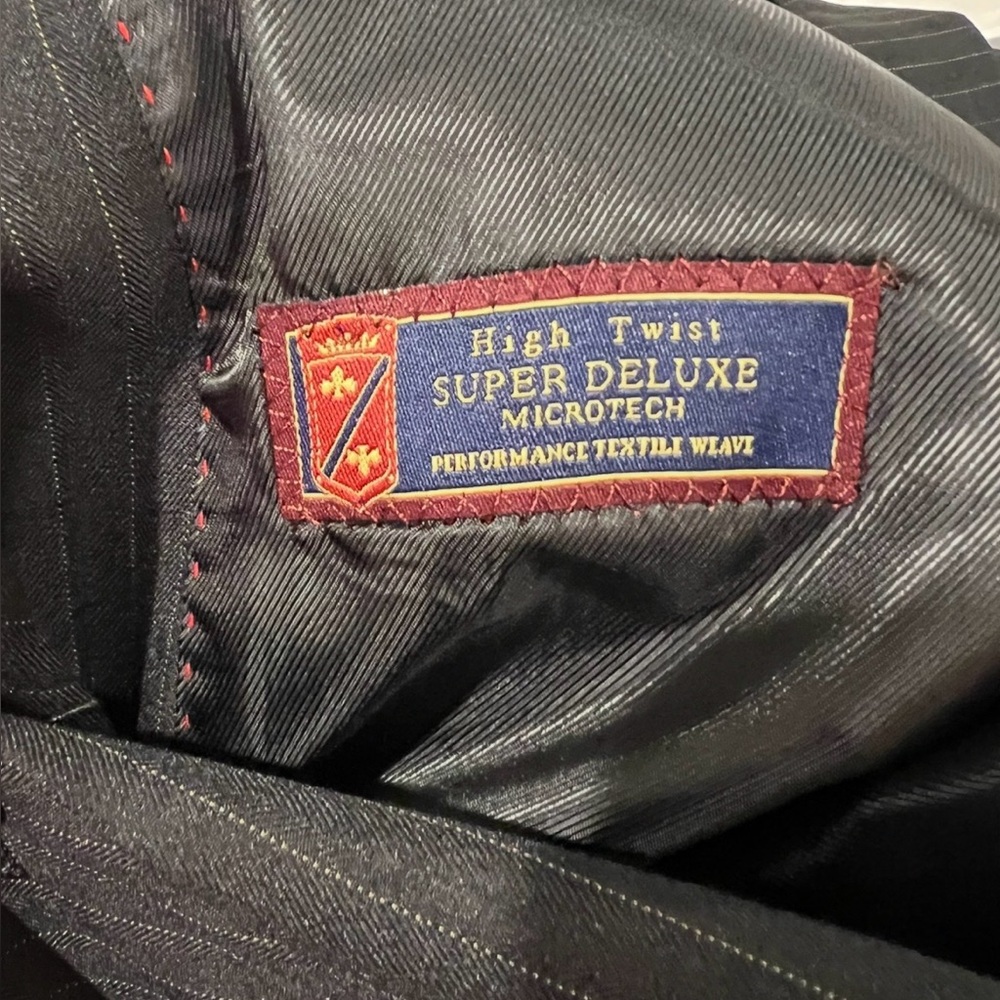 Carlo Lusso 2 Button Solid Black Pin Striped Men'… - image 5